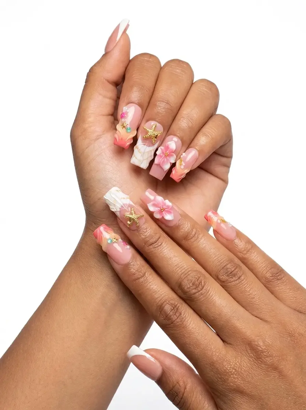 3D Floral Spring Acrylic Nails