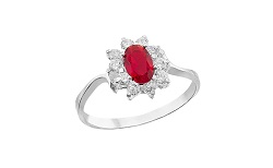 HZ0004225 Anillo de plata circonio rojo
