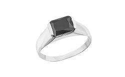 HZ0008425 Anillo de plata con piedra oscura