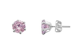 Aretes de plata con zirconia rosa