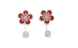 HZ00025525 Aretes de flores rojas