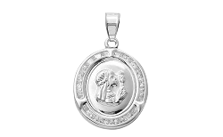 HZ00051425 Medalla Dije de plata con diseño religioso