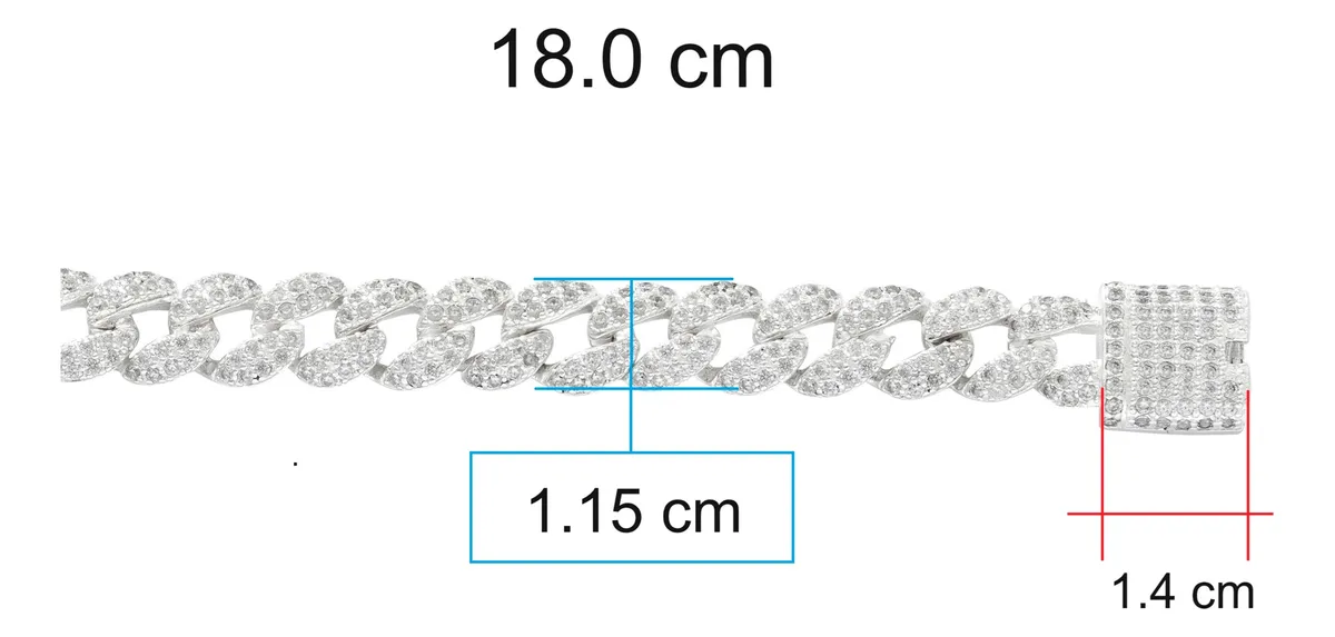 HZ00072925 #18CM Brazalete dama de cadena de plata 925 con circonio