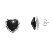 HZ00037025 Aretes de corazón negro plata 925