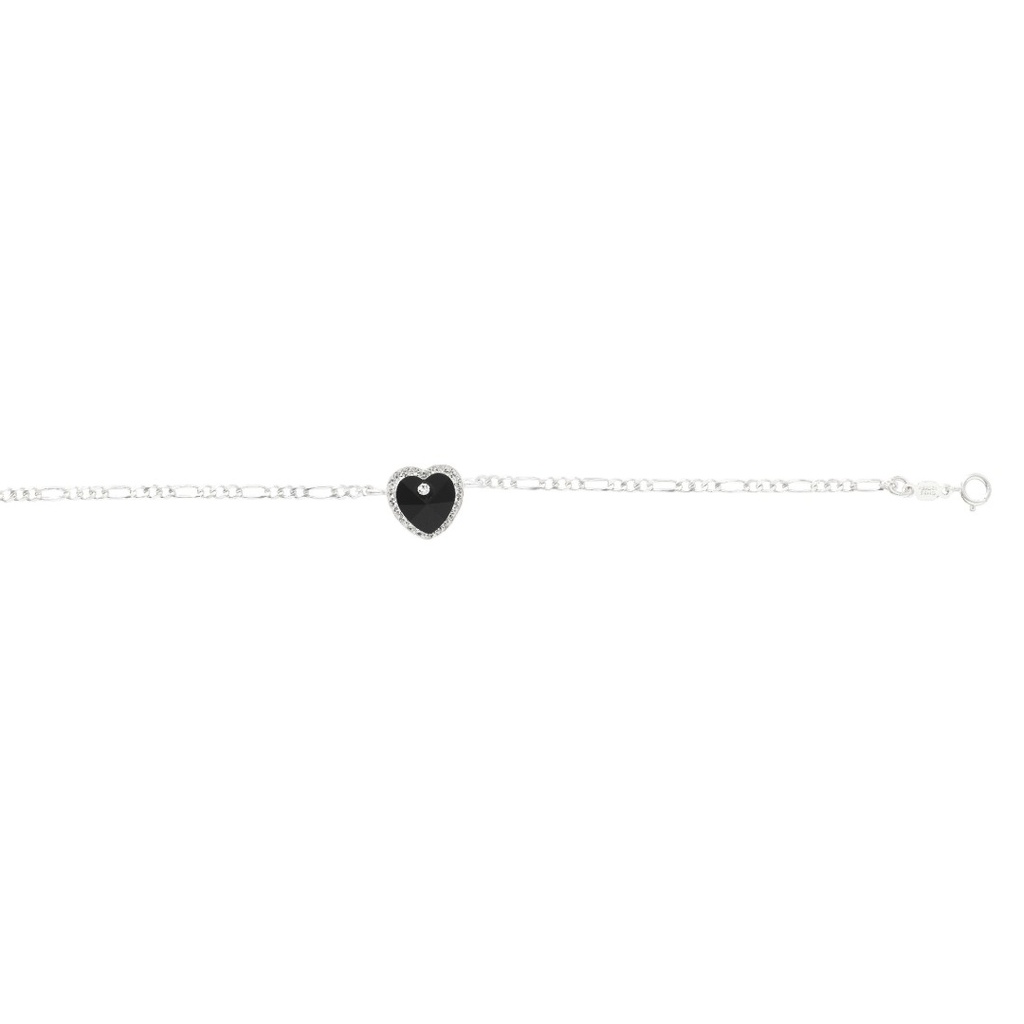 HZ00037125 Pulsera de plata 925 con dije de corazón negro