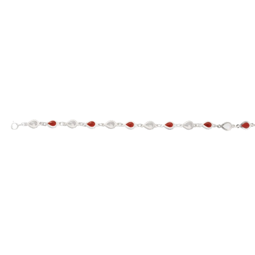 HZ0005962518CM Brazalete de plata con piedras rojas