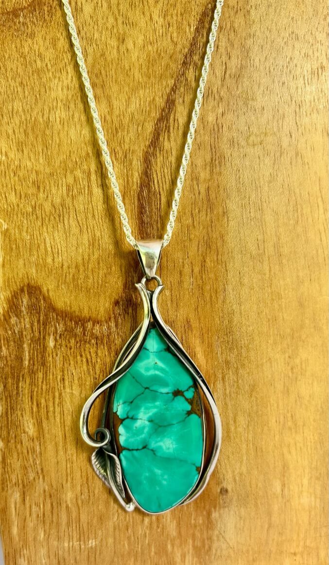 Natural Turquoise and Sterling Silver Pendant