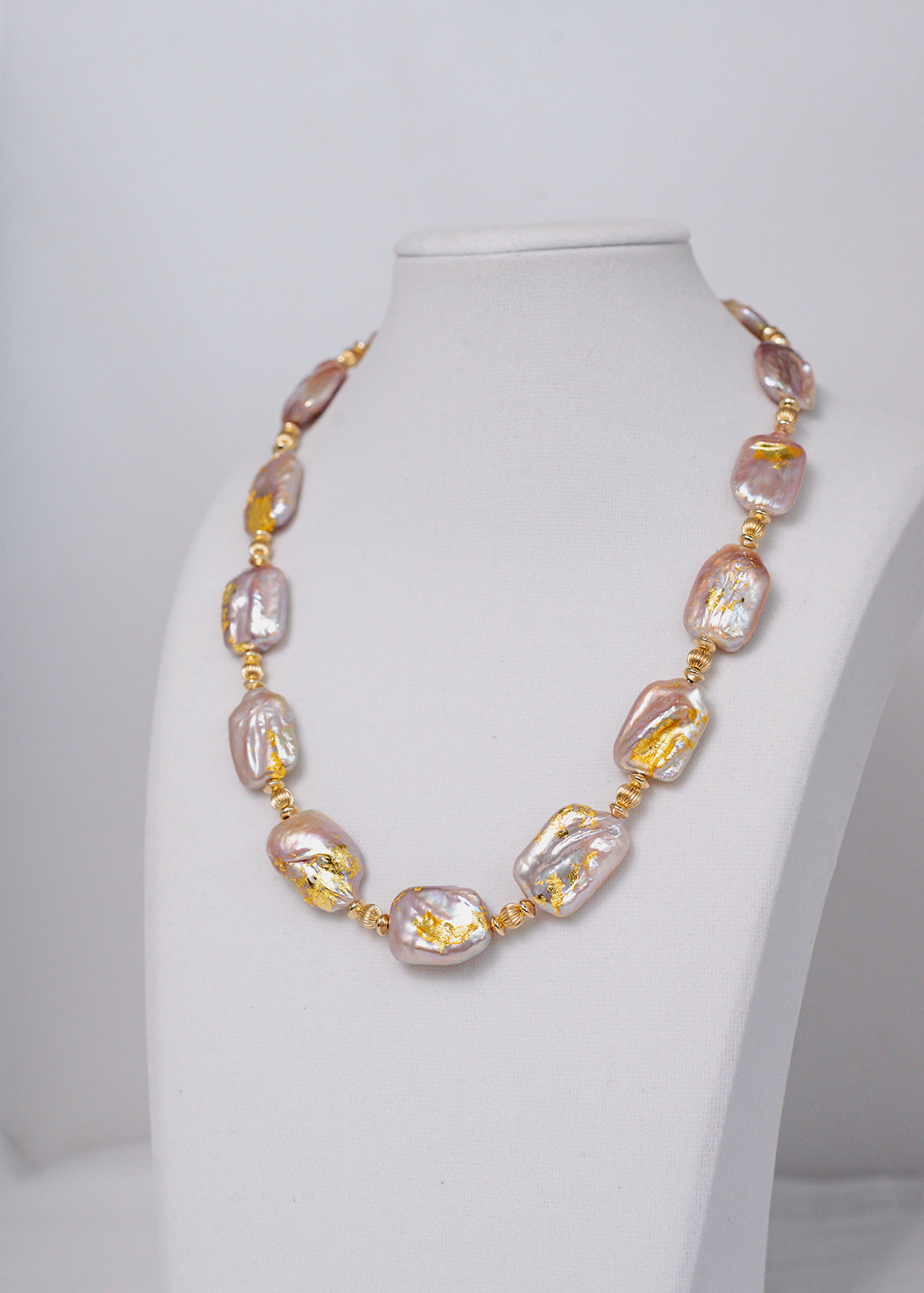 Baroque pearls with 24K gold leaf artistry 