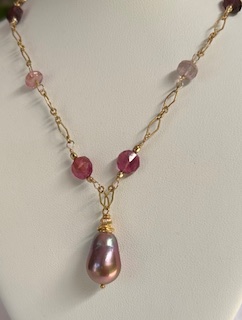 Baroque AURORA pearl & tourmaline necklace
