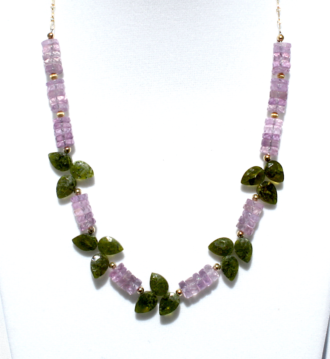 Stunning Amethyst and Grossular Garnet gemstone necklace