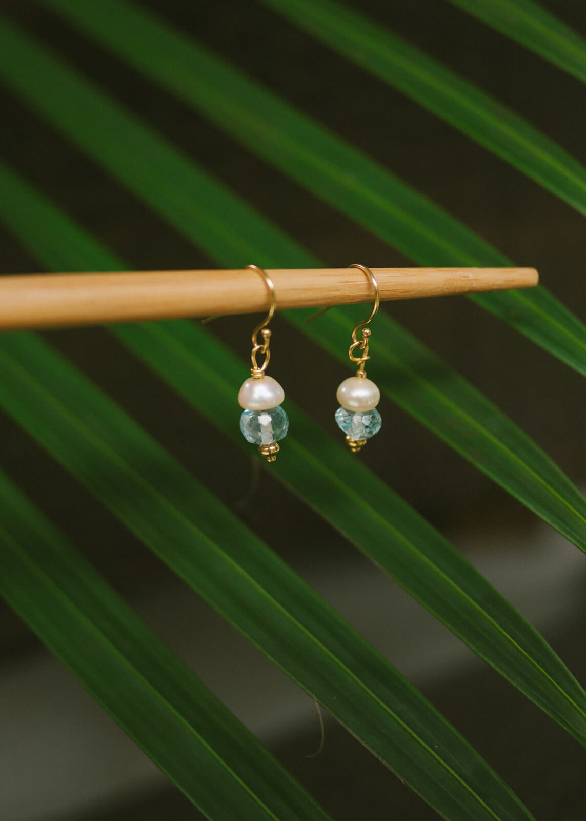 Elegant Pearl and Aquamarine Gemstone Earrings