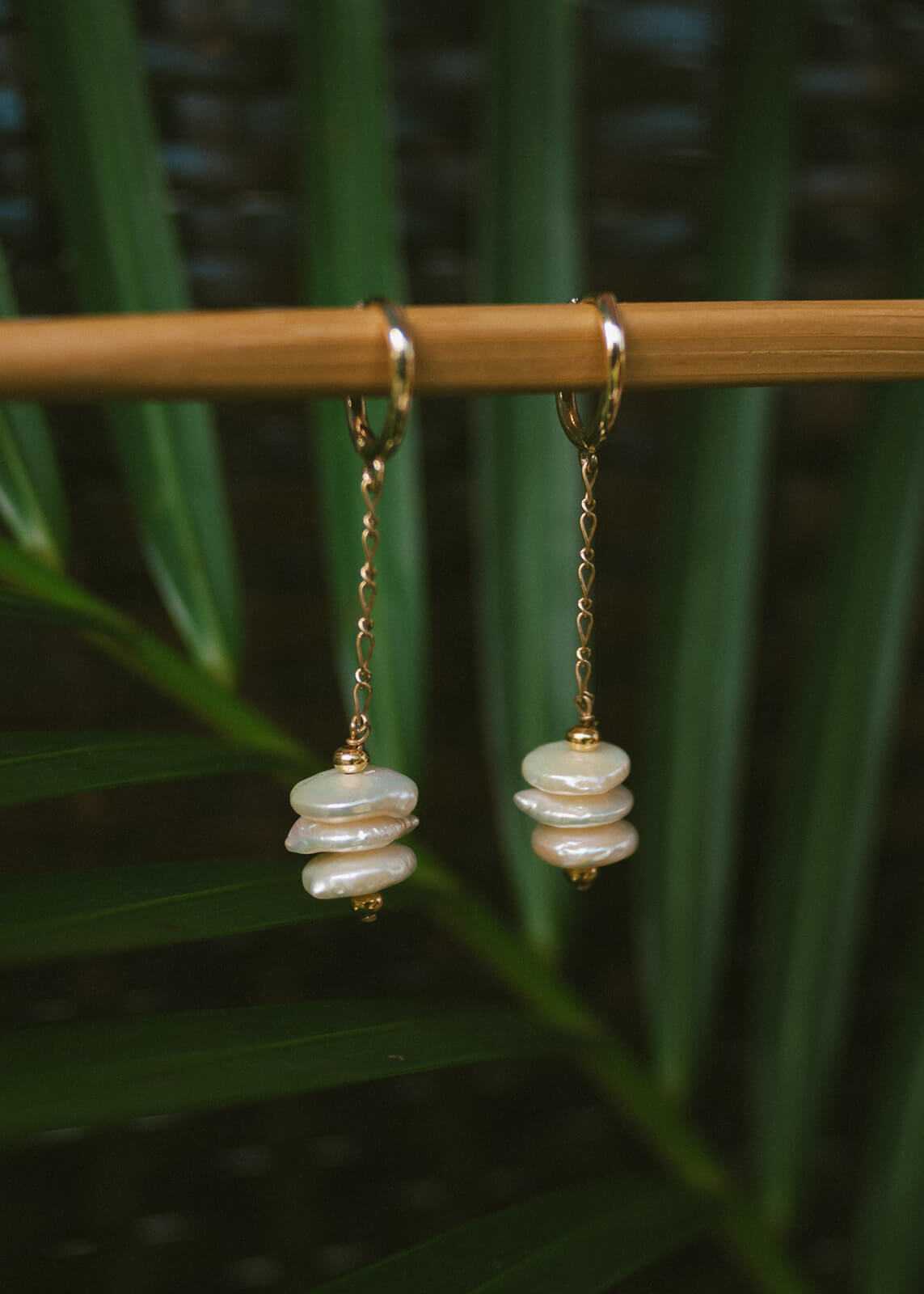 Stacked Coin Pearl Earrings