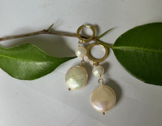 Lustrous Coin Pearl Dangle Earrings