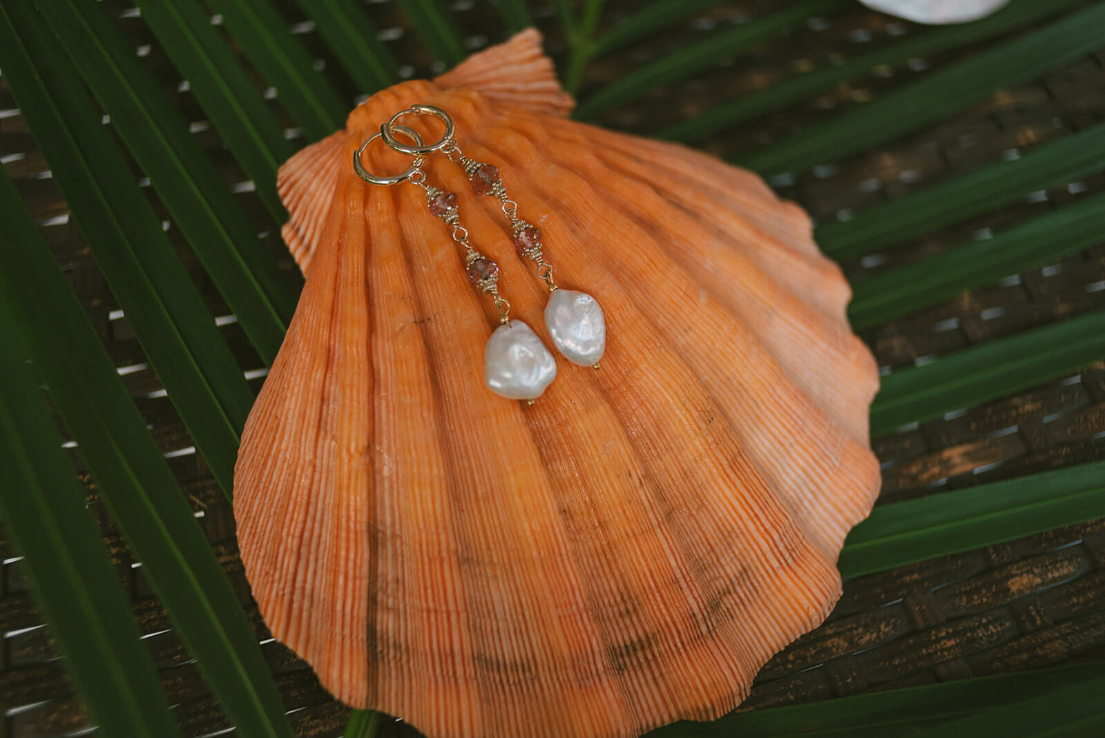Baroque Pearl and Morganite gem Earrings