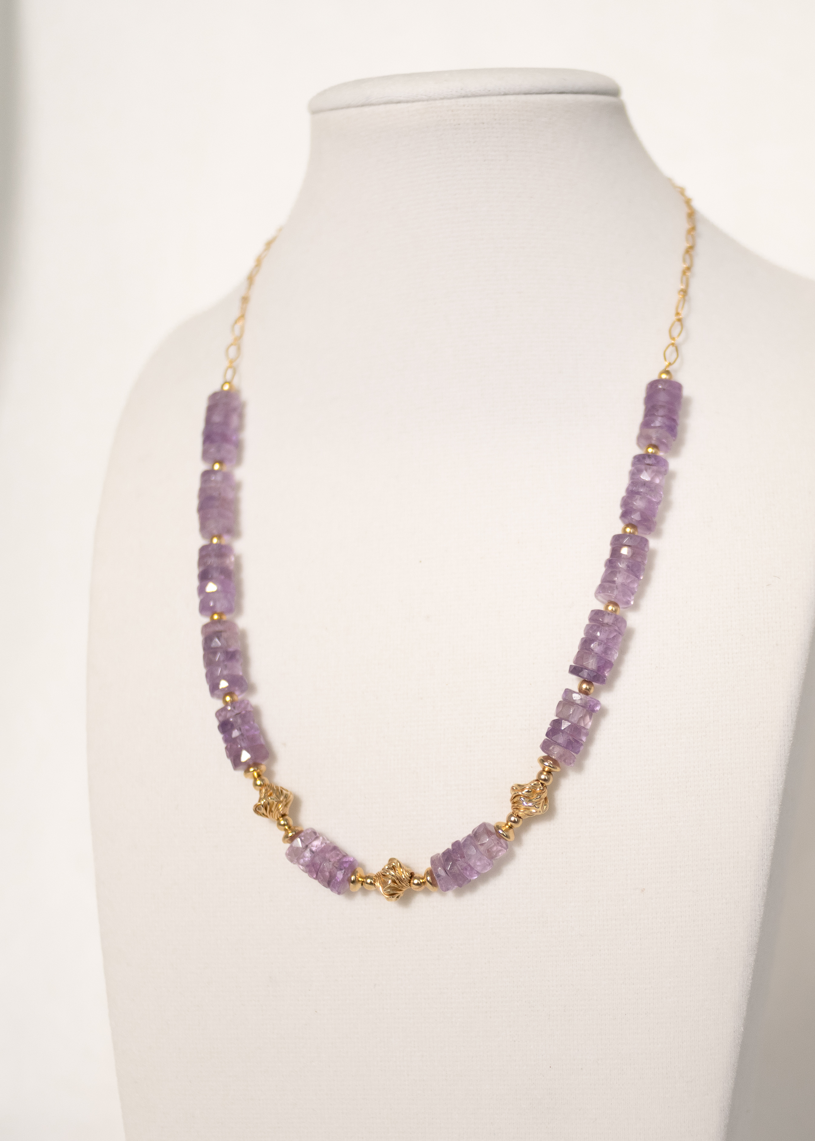 Amethyst Gems accented with unique 14K Gold fill spacers