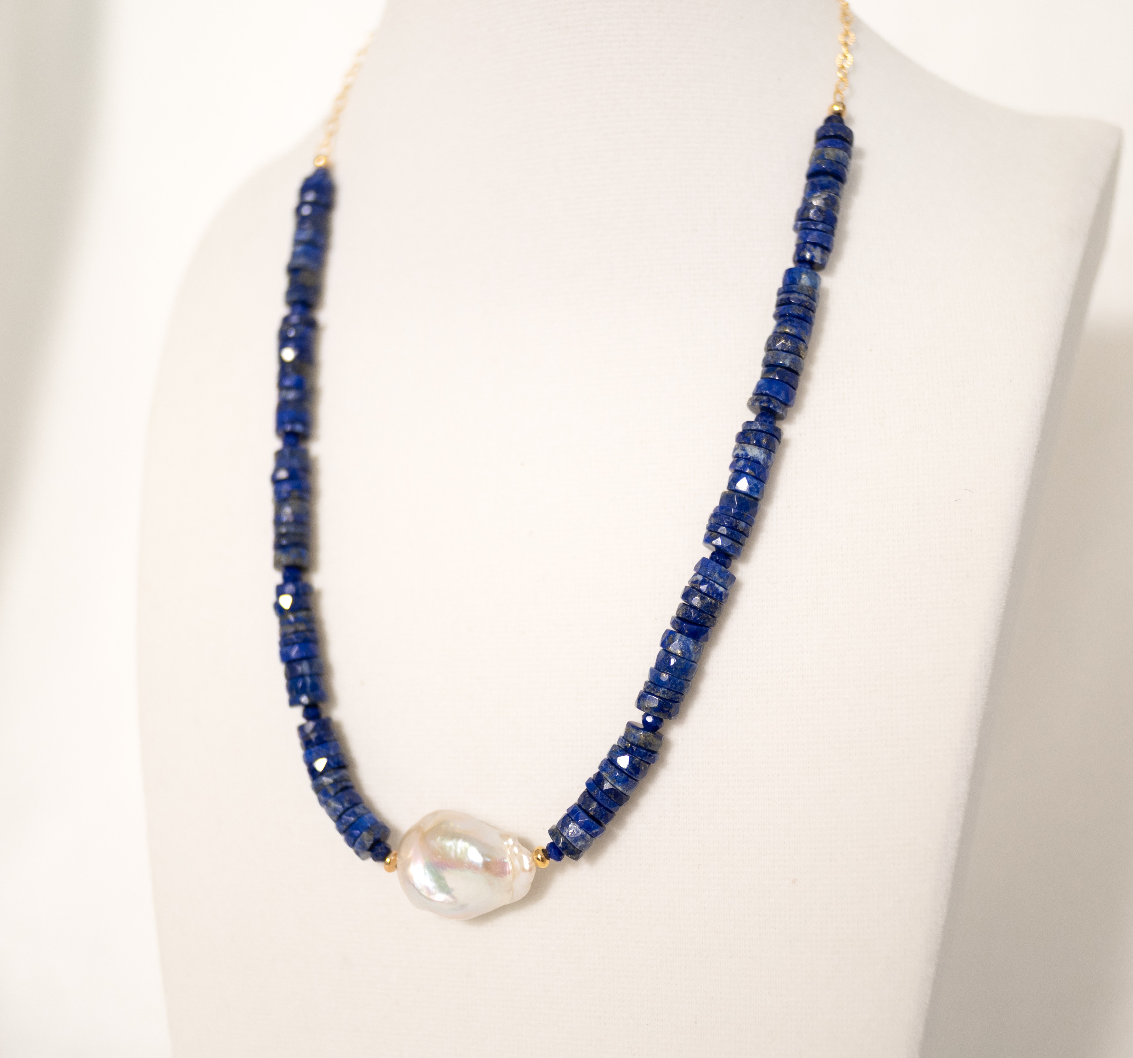 Stunning Lapis Lazuli and Baroque Pearl Necklace