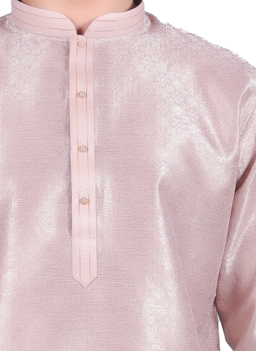 Men's Elegant Pale Mauve Kurta Pyjama Set - Silk Blend