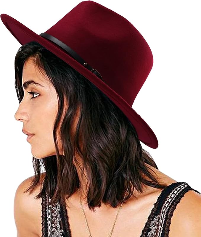 Stylish Burgundy Fedora Hat