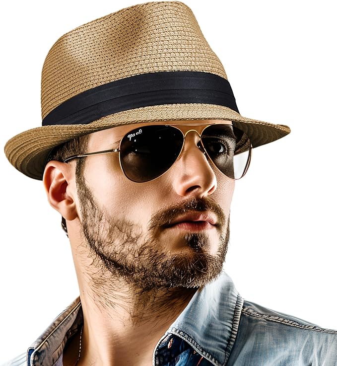 Classic Straw Fedora Hat