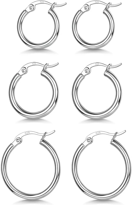 Stainless Steel Hoop Earrings Set