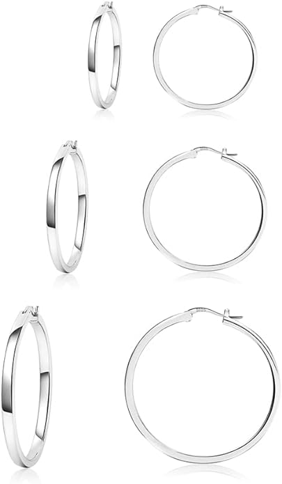 Set of Silver Hoop Earrings