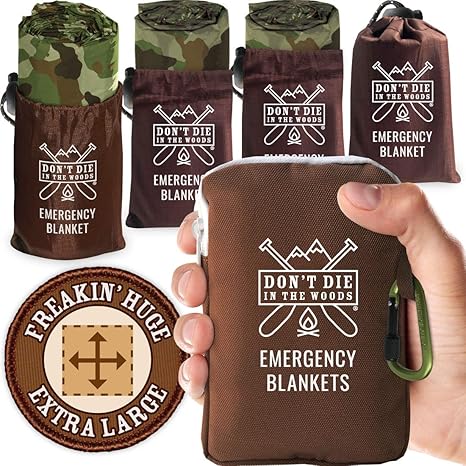 Don't Die In The Woods - Freakin’ Huge Emergency Blankets [4-Pack]