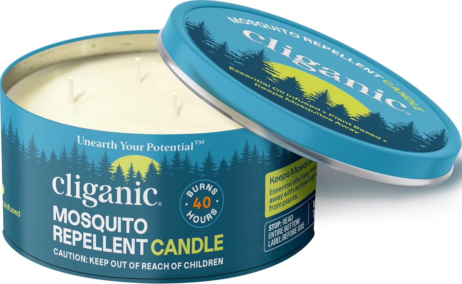 Cliganic Natural Mosquito Repellent Candle (Large 22oz)