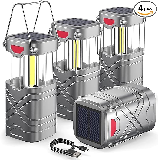 LETMY 4 Pack Camping Lantern, Rechargeable LED Lanterns