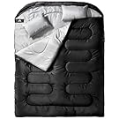 MEREZA Double Sleeping Bag for Adults Mens with Pillow, XL Queen Size Two Person Sleeping Bag