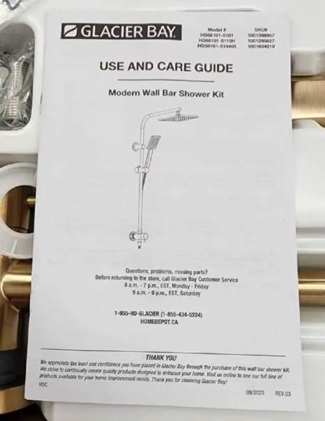 Glacier Bay 8" Wall Mount Rectangle Showerhead Kit