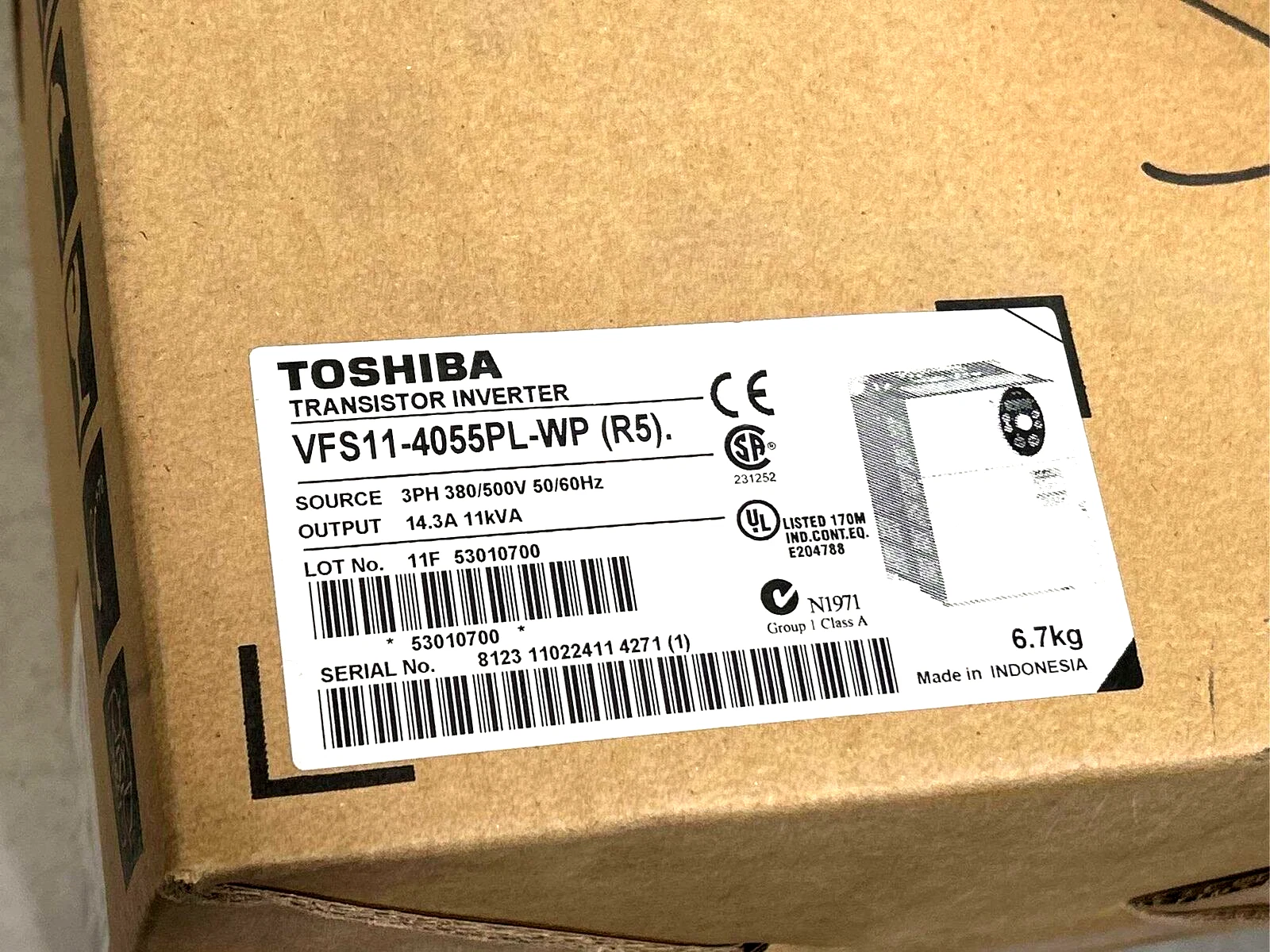 New! Toshiba VFS11-4055PL-WP (R5) Transistor Inverter Drive
