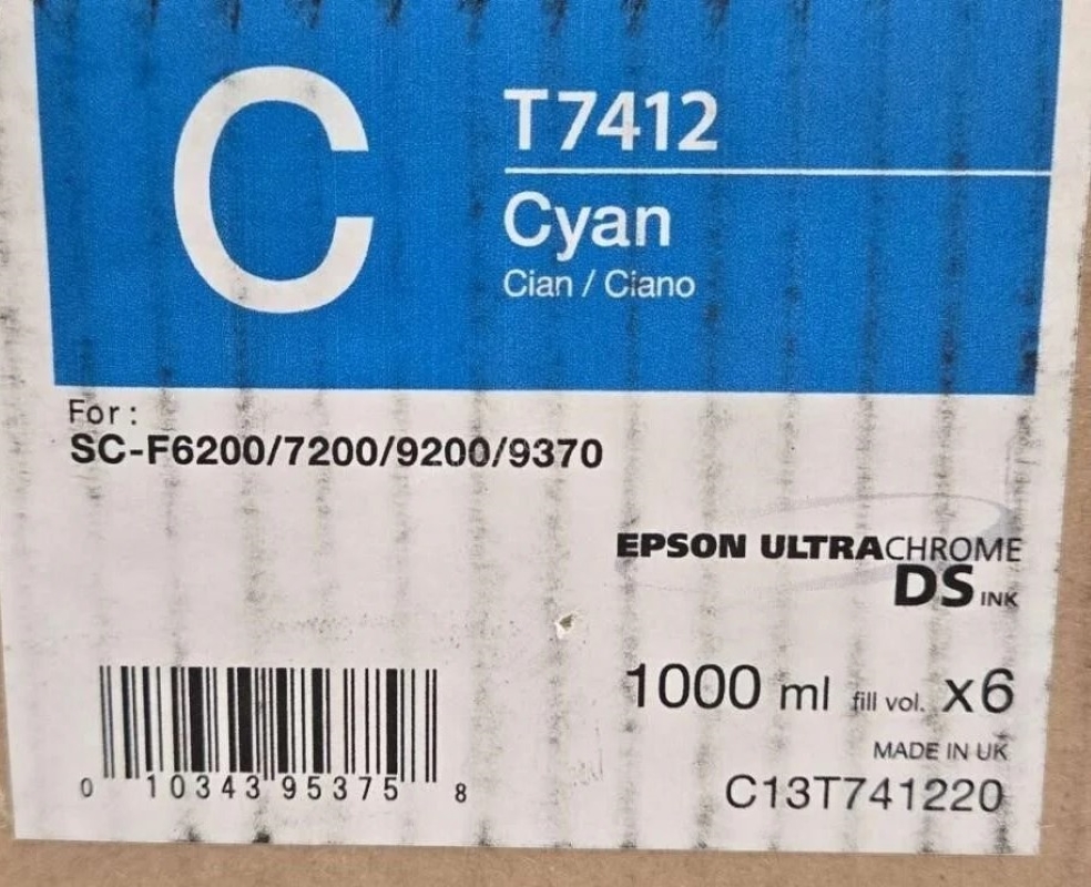 Case of 6 Genuine Epson T7412 Cyan Ink