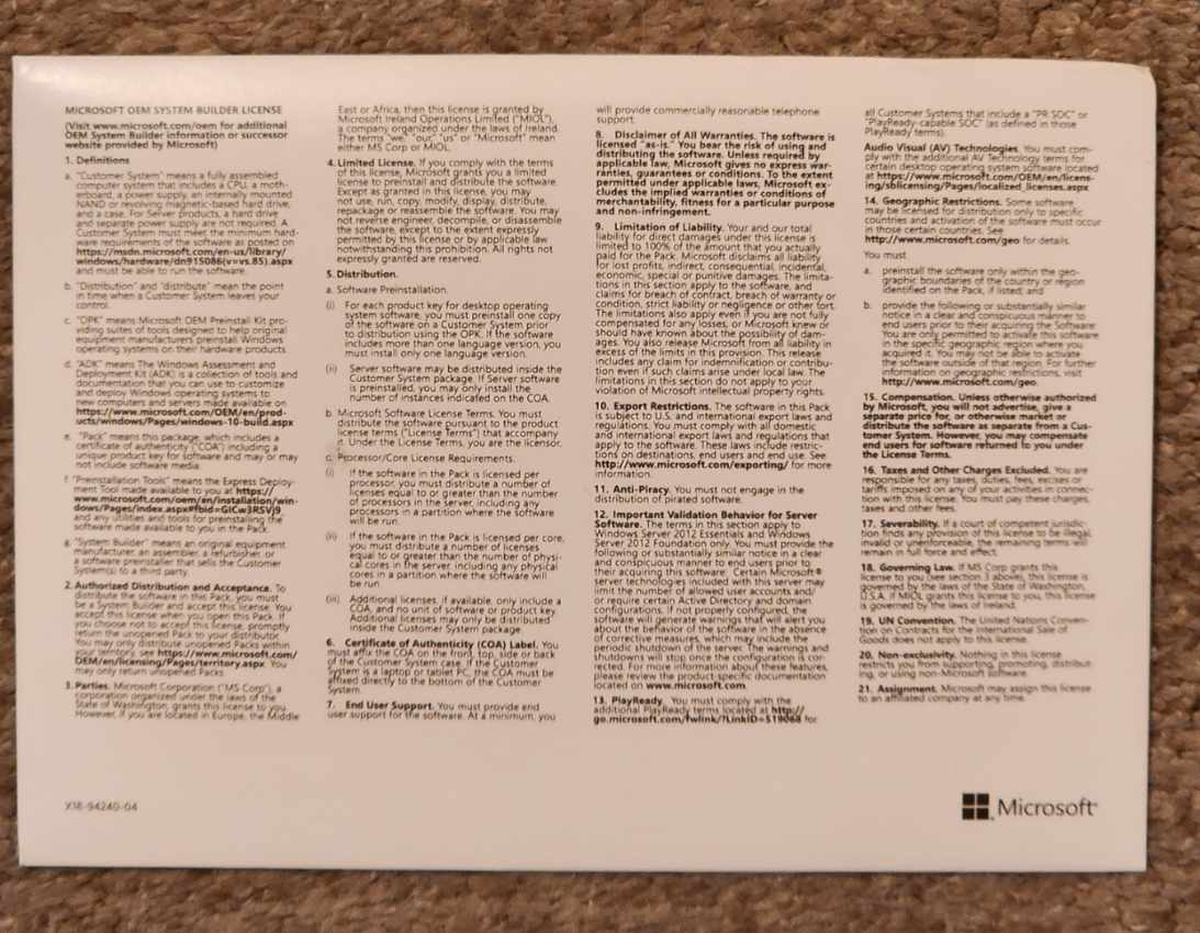 Genuine Windows 2022 Datacenter Server OEM License / DVD