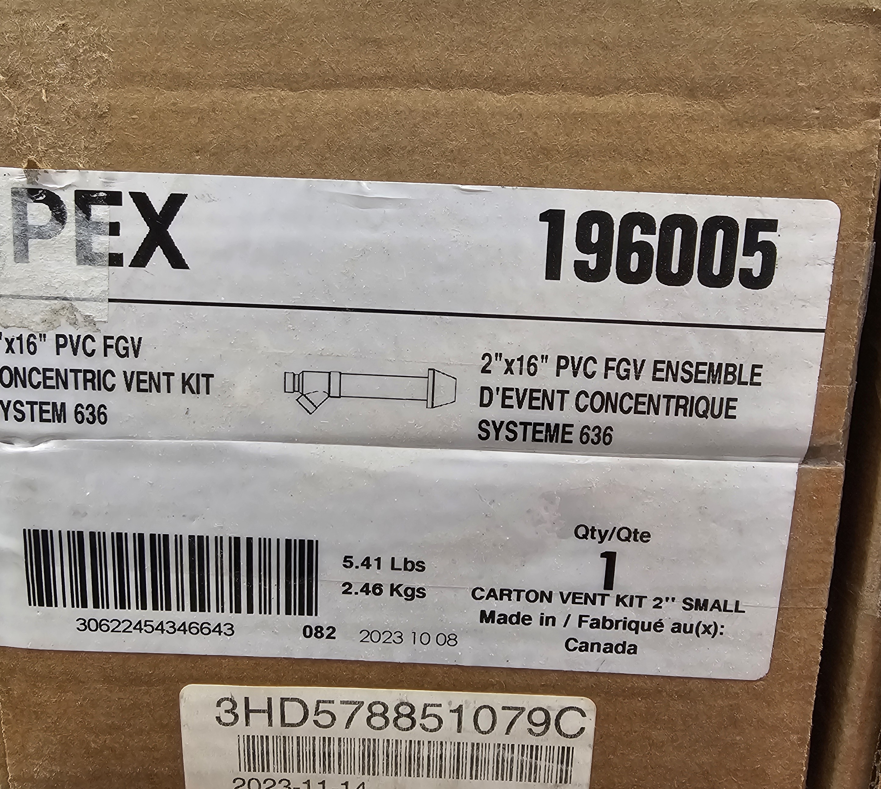IPEX System 636 2" X 16" PVC FGV Concentric Vent Kits