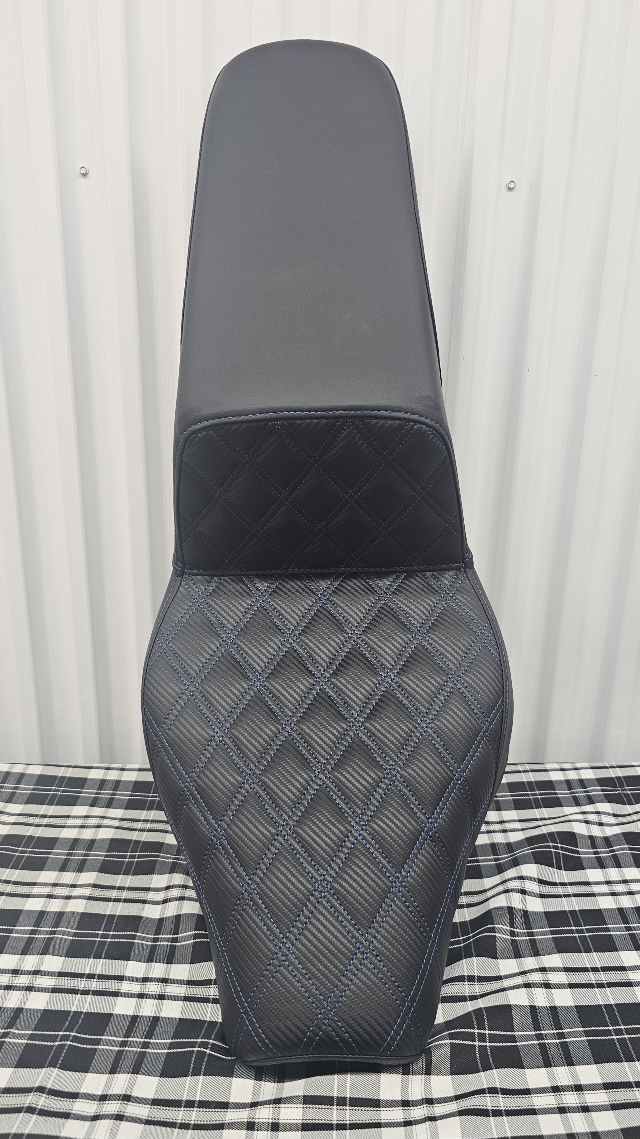 New! Harley Dyna 2-Up Seat w/ Blue Stitching