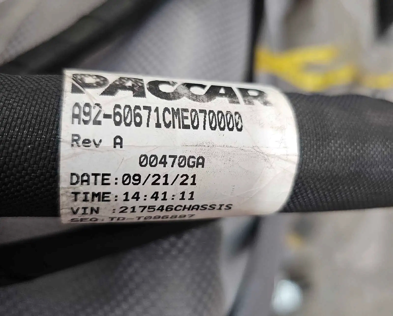 GENUINE Paccar Wiring Chassis Harness 2.1M VECU A92