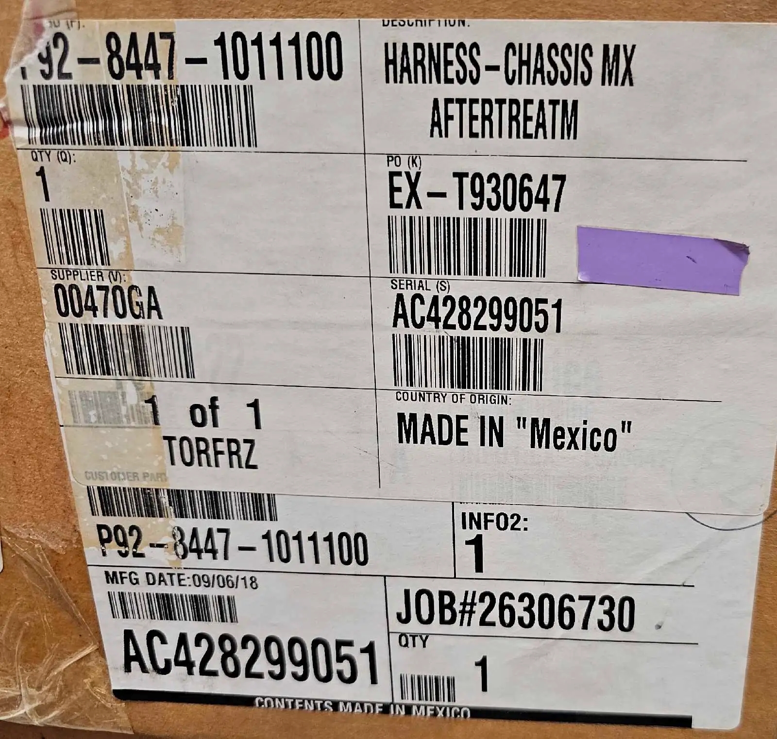 Paccar Wiring Harness Chassis Aftertreatment MX P92-8447