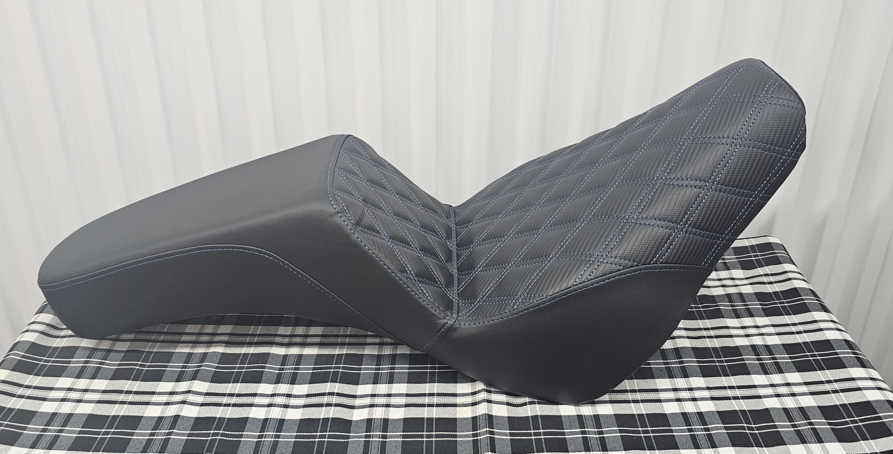 New! Harley Dyna 2-Up Seat w/ Blue Stitching