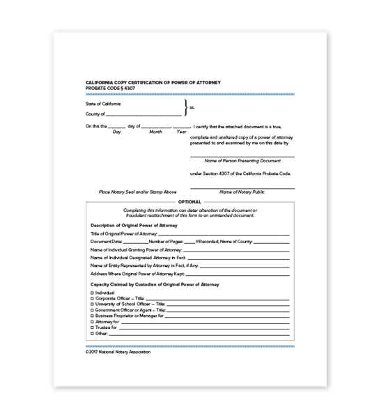 Certified Copy of Power of Attorney