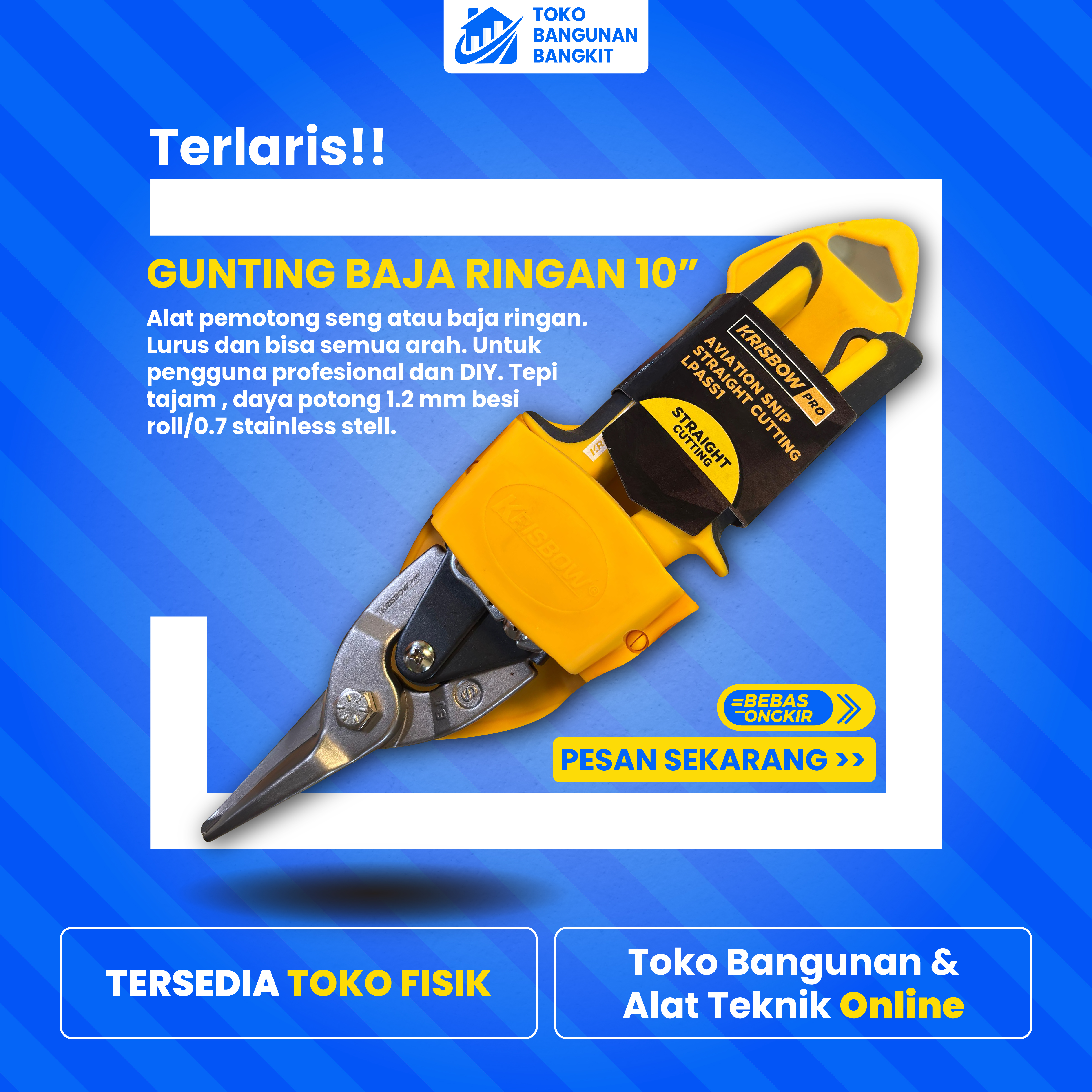 GUNTING BAJA RINGAN 10" KUNING KRISBOW