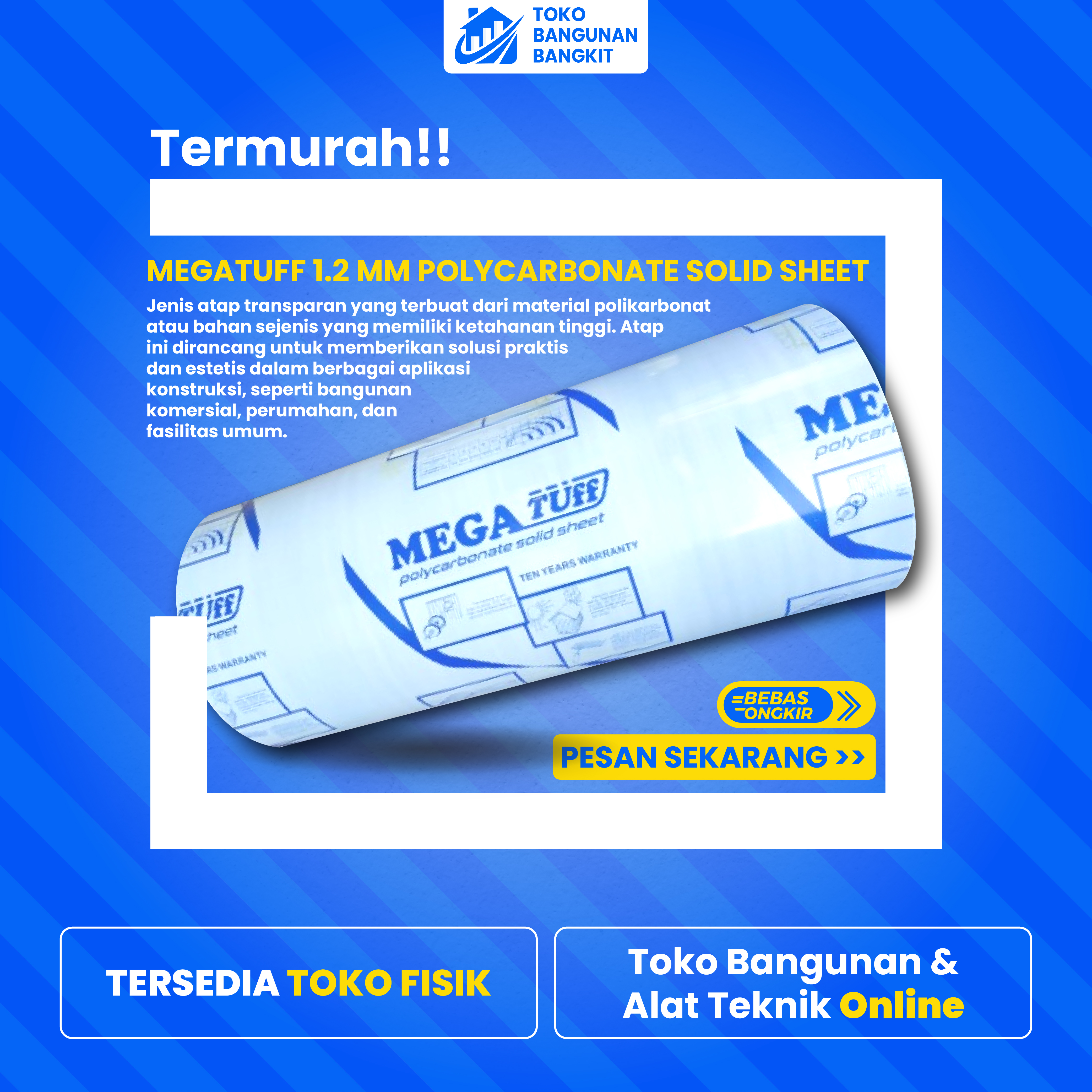 MEGATUFF CLEAR 1.2 MM POLYCARBONATE SOLID SHEET