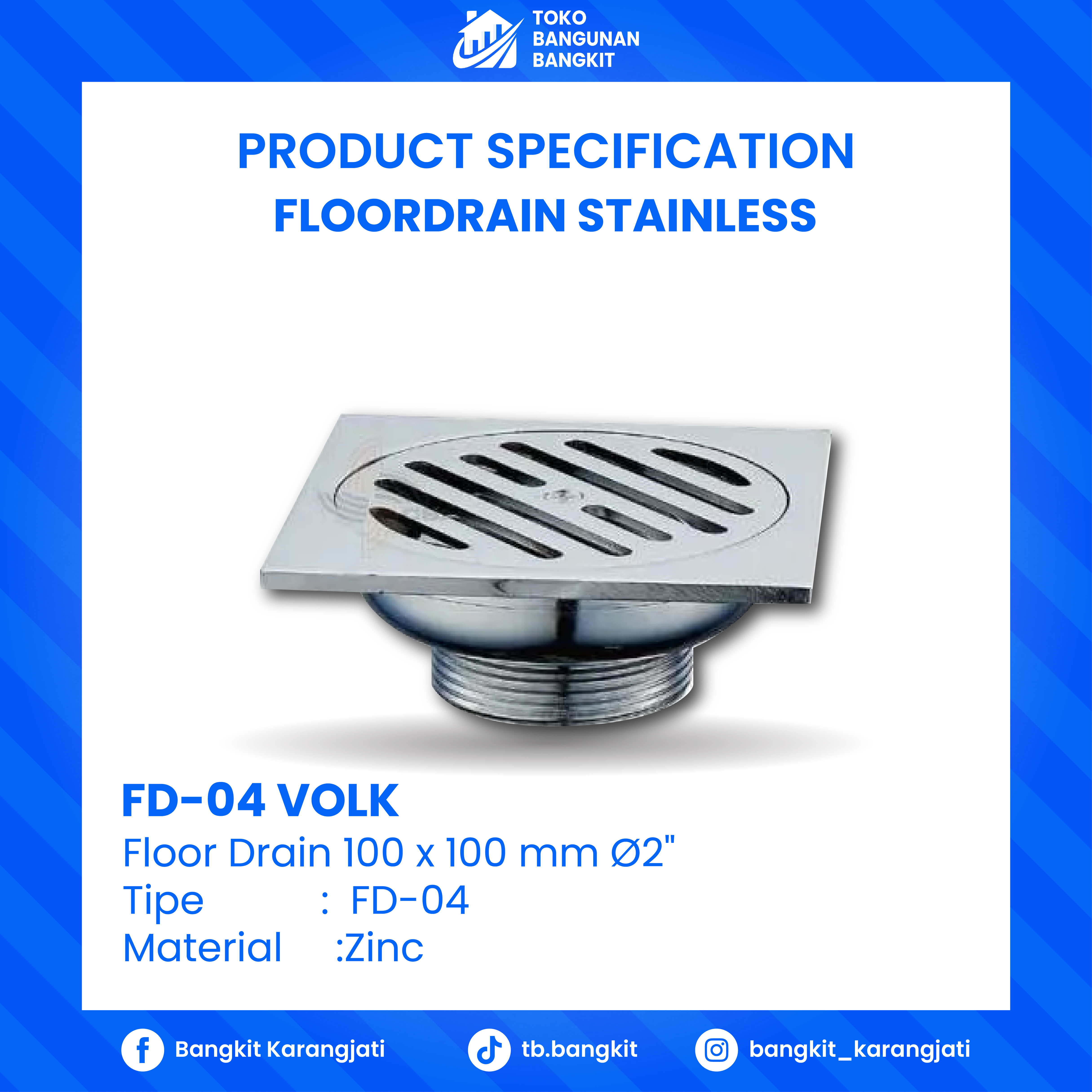 FLOOR DRAIN STAINLESS FD-04 VOLK