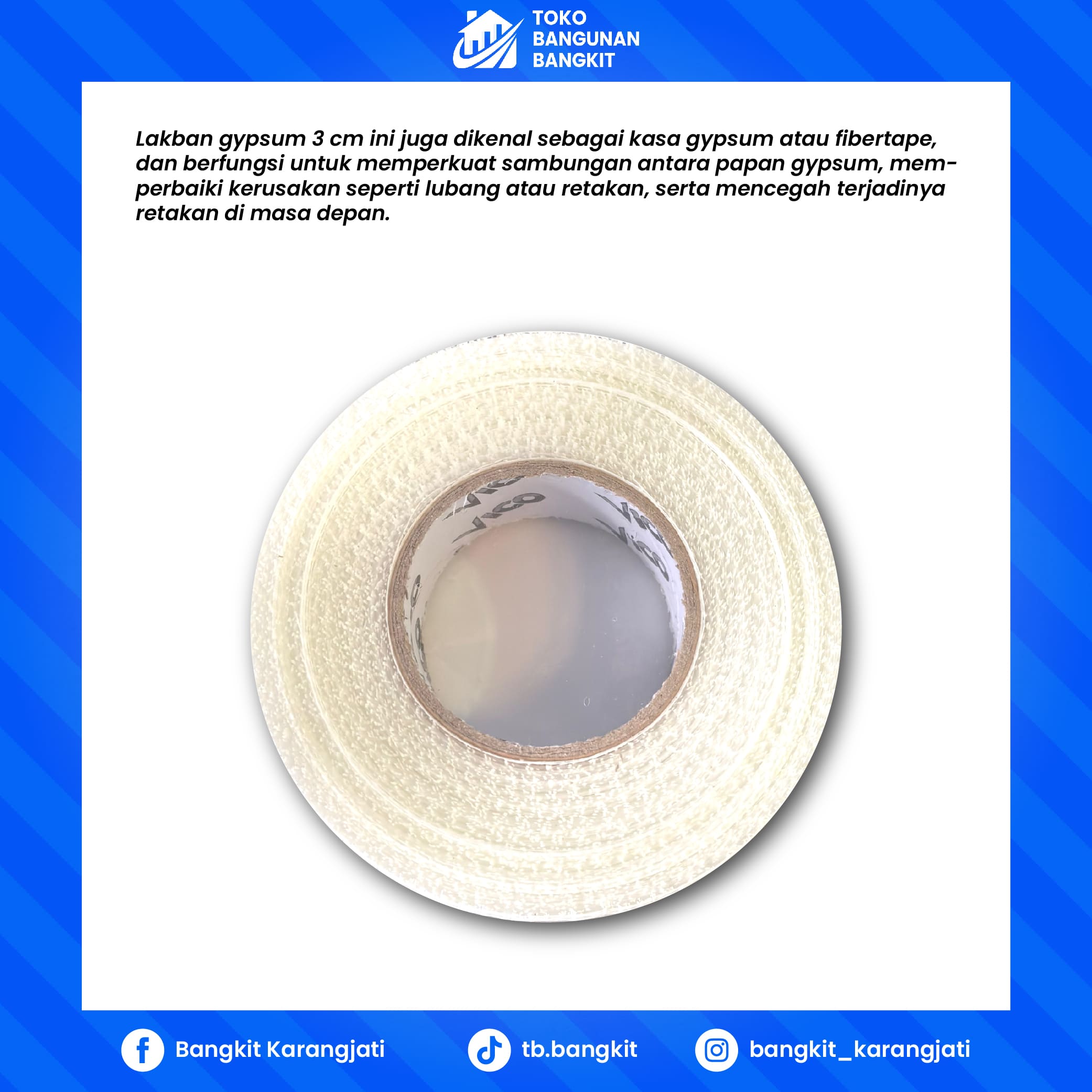 LAKBAN LEM GYPSUM 3 CM  HARGA PER BUAH 