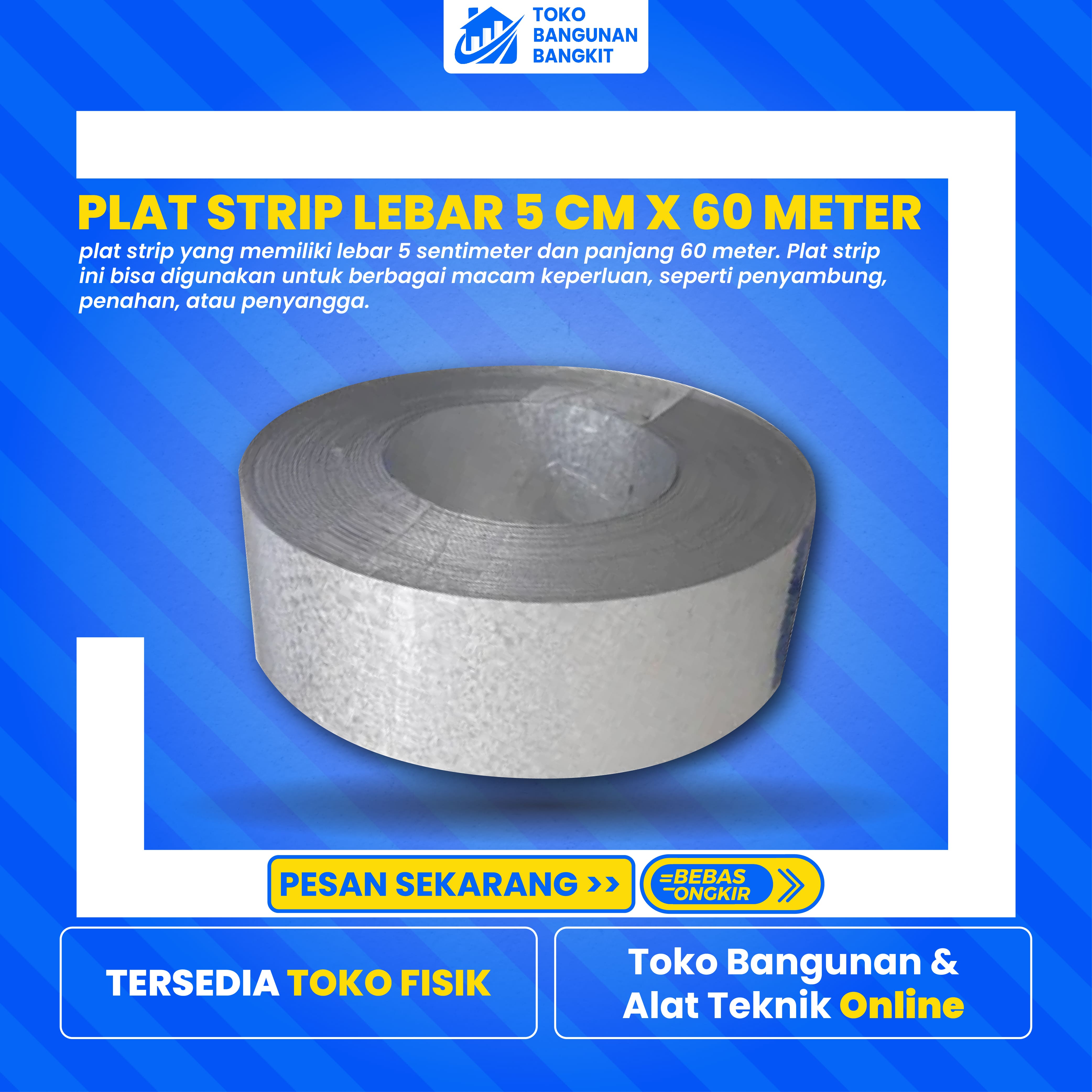 PLAT STRIP LEBAR 5 CM X60 MTR