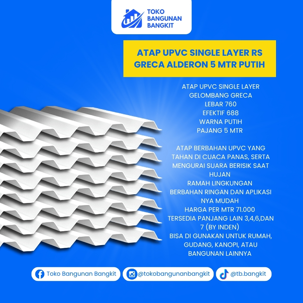 ATAP UPVC SINGLE LAYER RS TRIMDECK ALDERON 7 MTR PUTIH