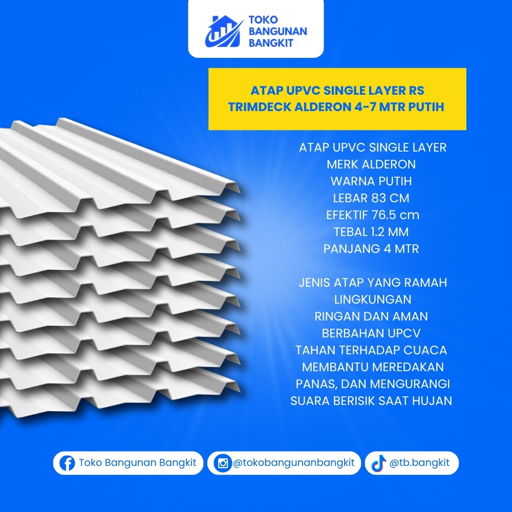 ATAP UPVC SINGLE LAYER RS TRIMDECK ALDERON 4 MTR PUTIH