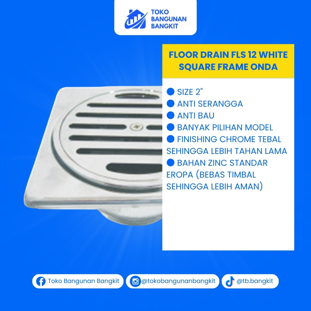 FLOOR DRAIN FLS 12 WHITE SQUARE FRAME ONDA