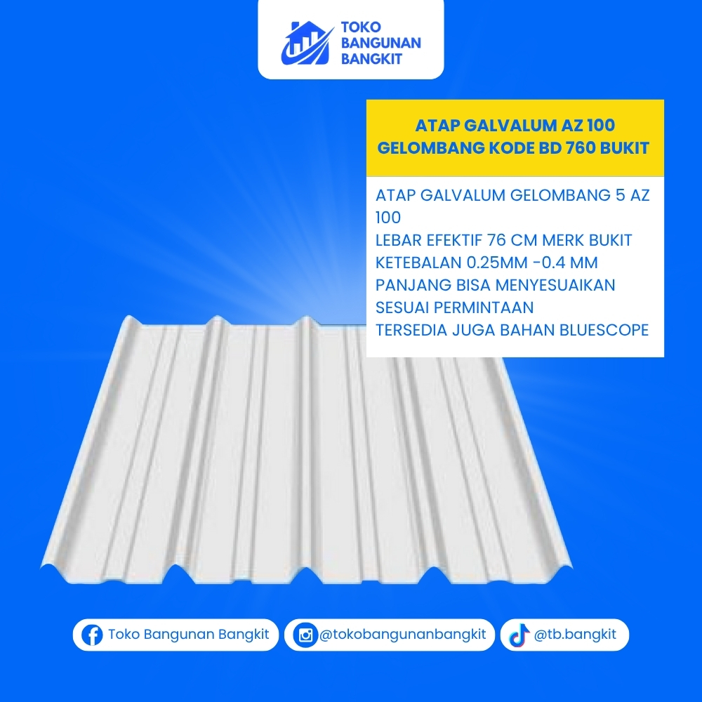 ATAP GALVALUM AZ 100 GELOMBANG KODE BD 760 BUKIT