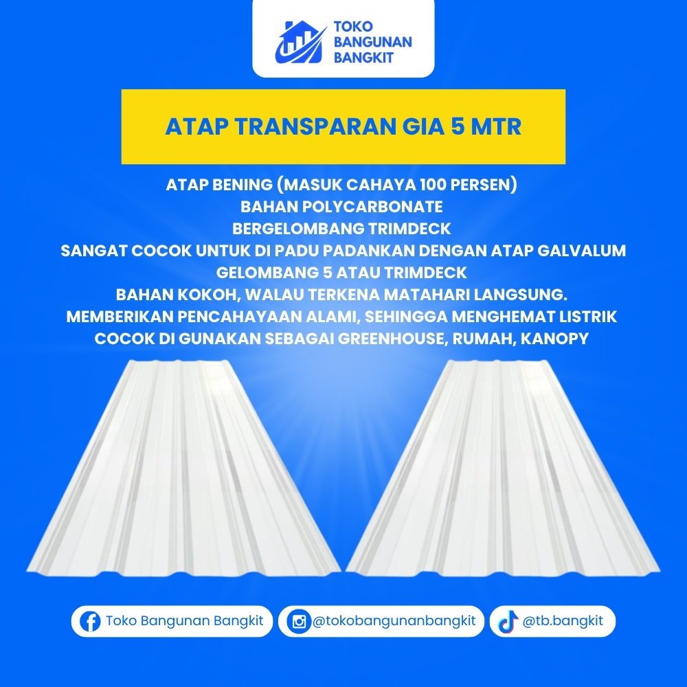 ATAP TRANSPARAN GIA 5 MTR
