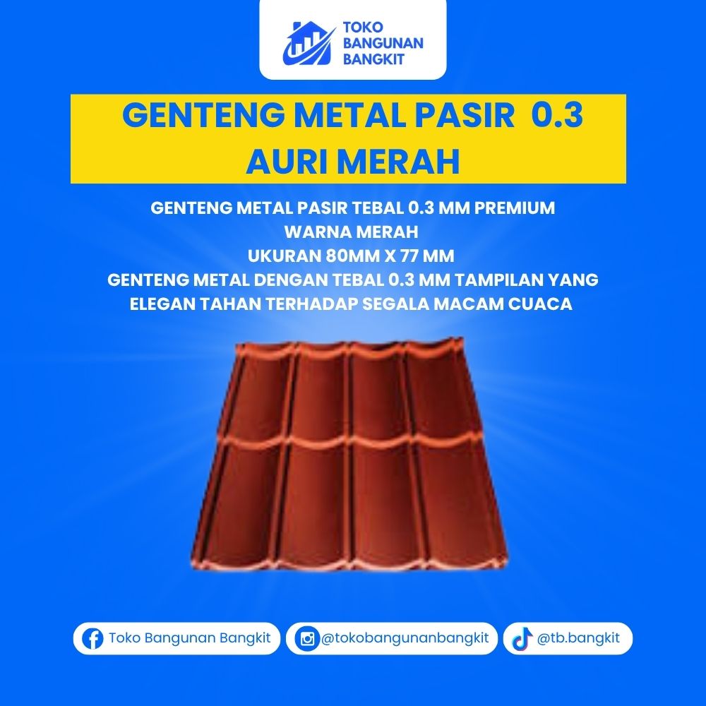 GENTENG METAL PASIR  0.3 AURI MERAH